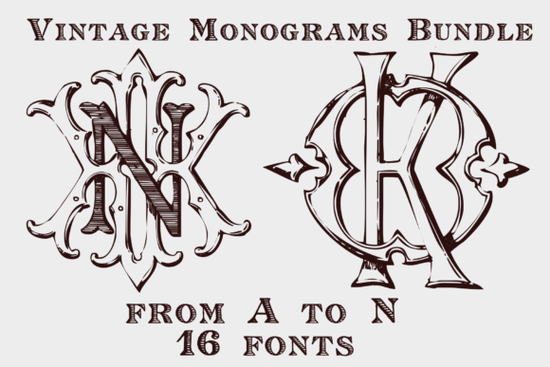 Vintage Monograms Pack Font